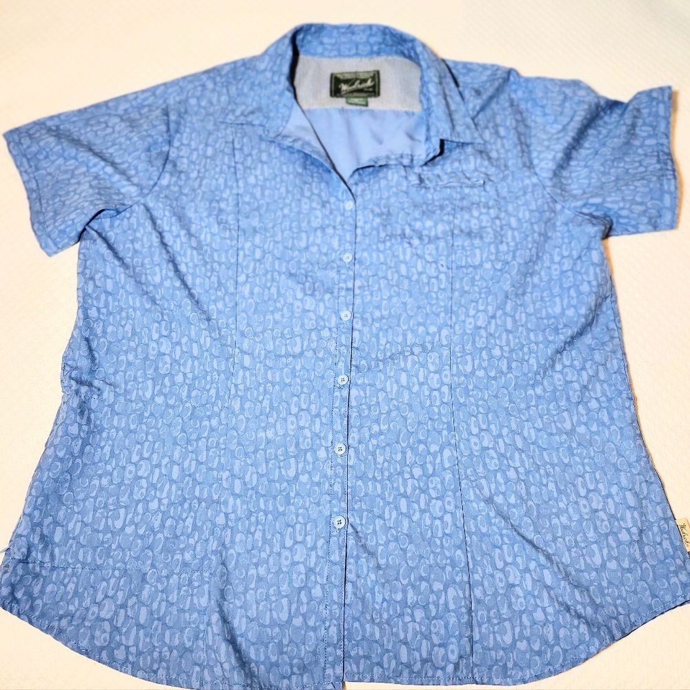 Woolrich Women's Light Blue Moon  Blue Patterned Quick Dry, No Iron Shirt.
